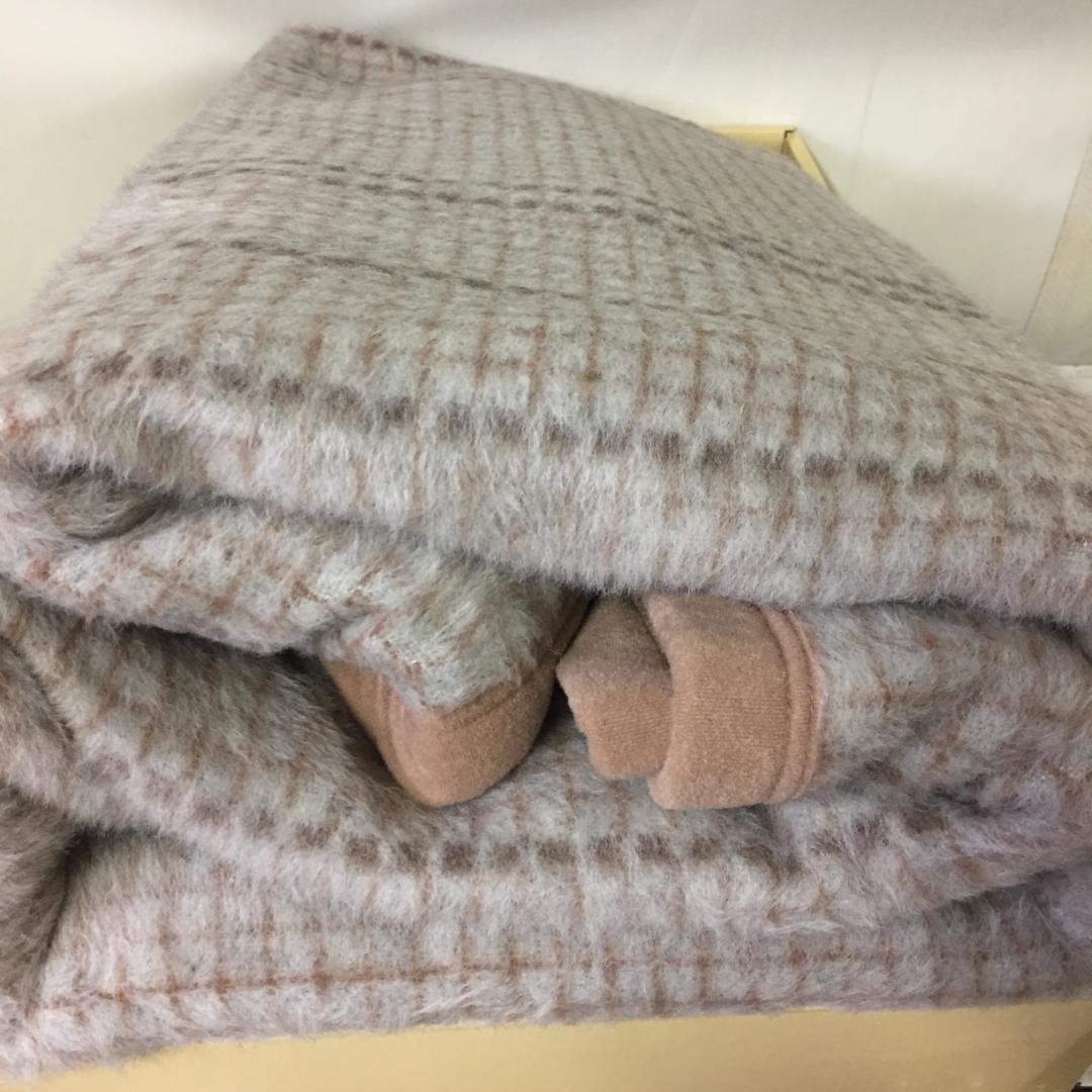 ロング&ワイド　CELINE セリーヌ　高級純毛毛布　ウール100%　カシミヤ混