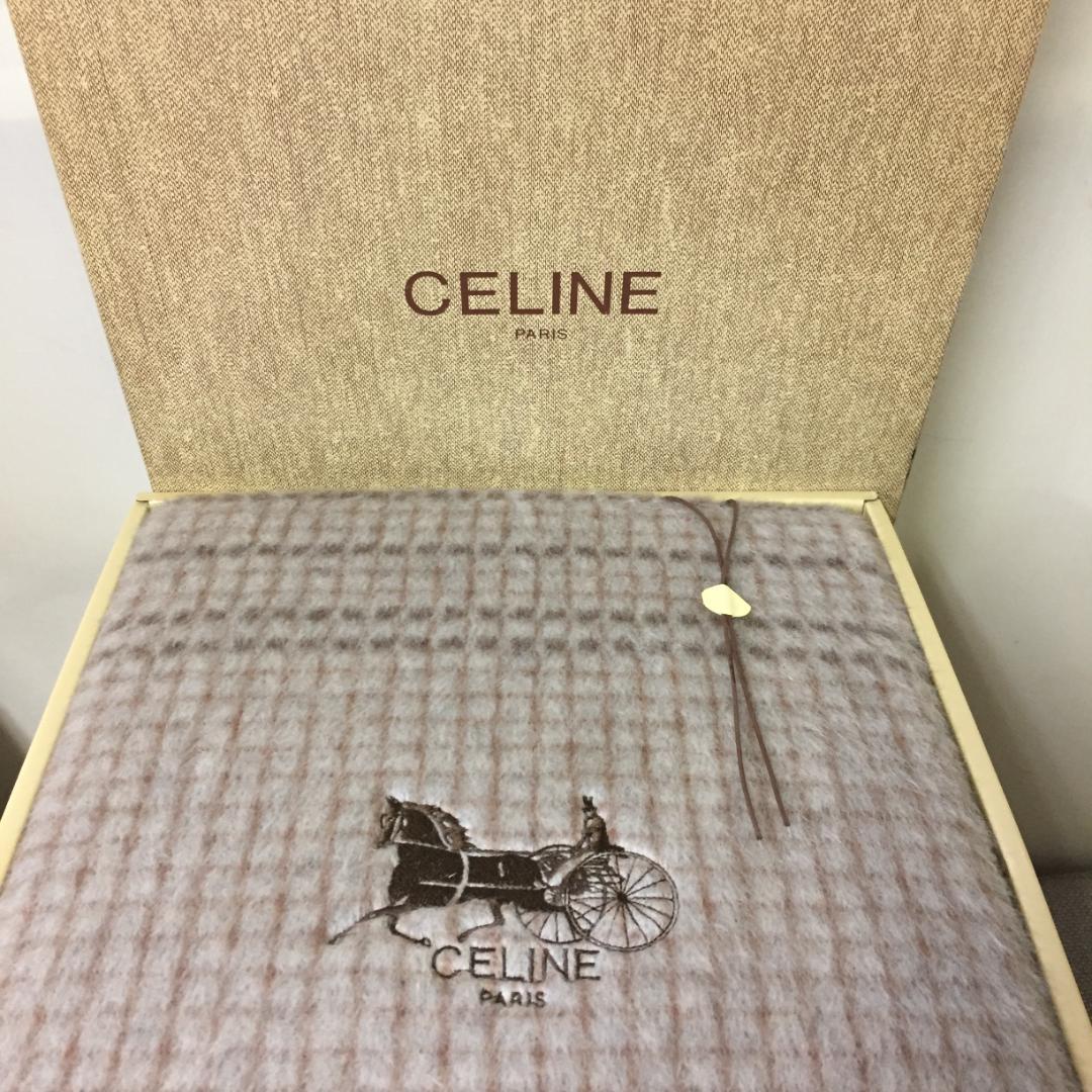 ロング&ワイド　CELINE セリーヌ　高級純毛毛布　ウール100%　カシミヤ混