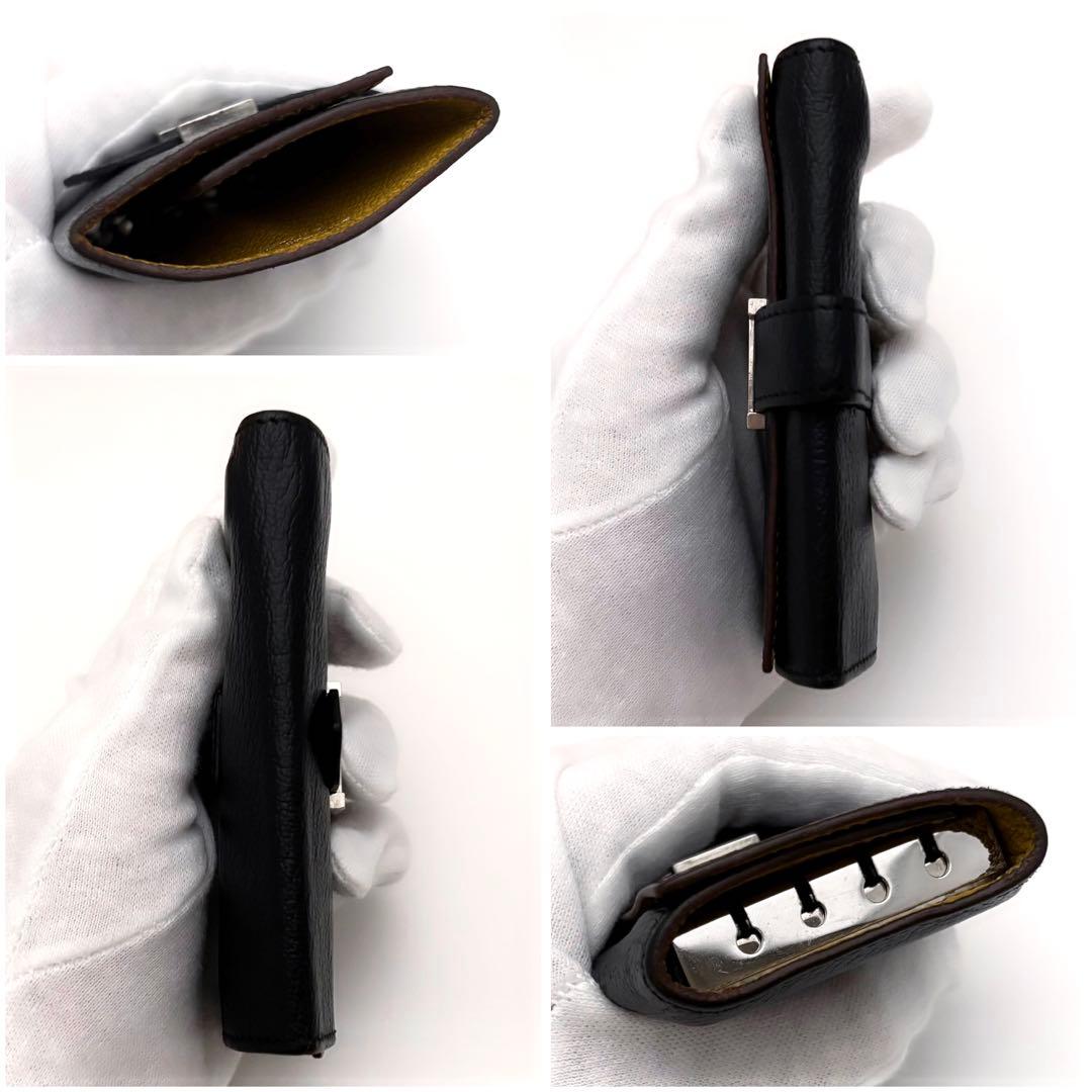 超希少✨️HERMES エルメス キーケース ブラック 黒 黄色 シルバー金具