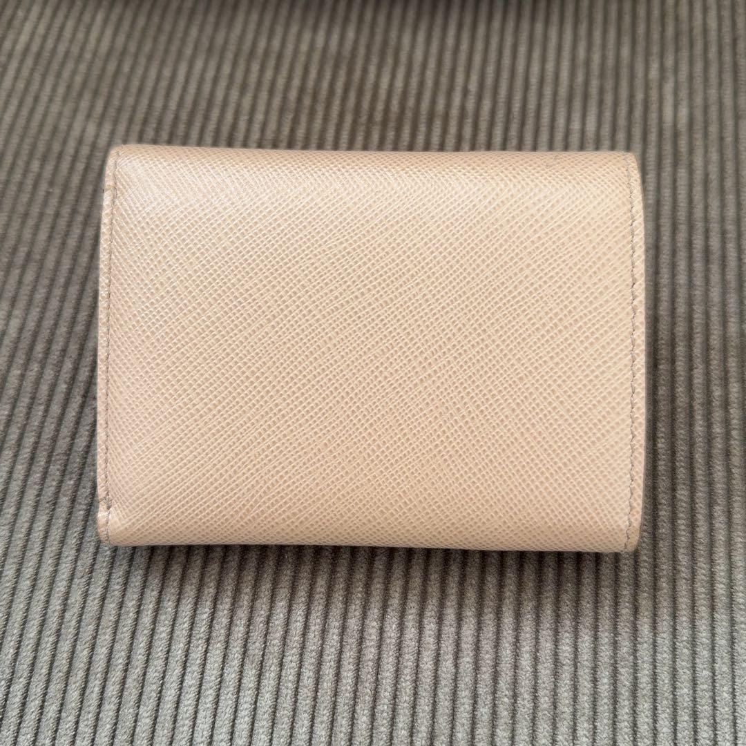 ICチップ搭載　正規品　PRADA 三つ折り財布　ピンクベージュ　CAMMEO