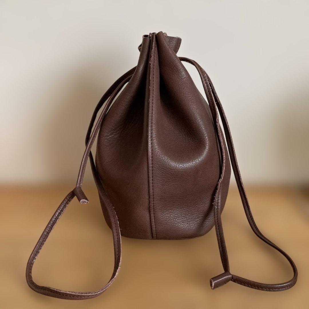 CONFECT バレンシアレザー巾着バッグ　ブラウン