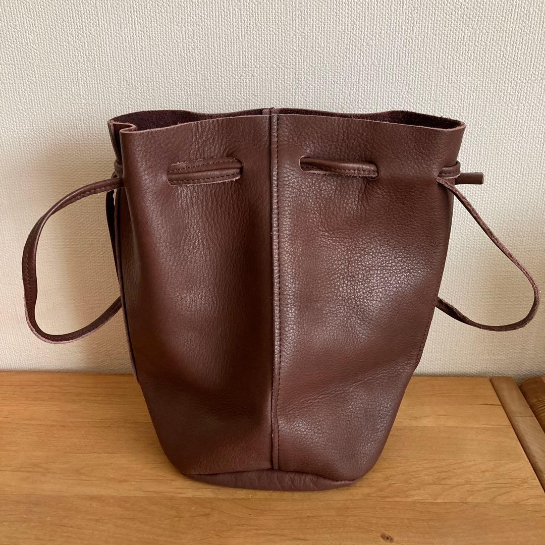 CONFECT バレンシアレザー巾着バッグ　ブラウン