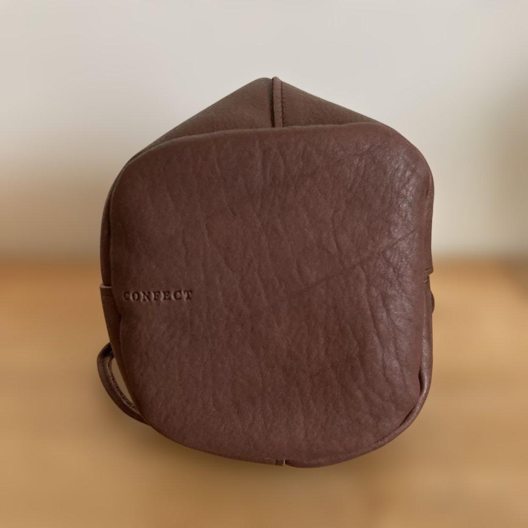 CONFECT バレンシアレザー巾着バッグ　ブラウン