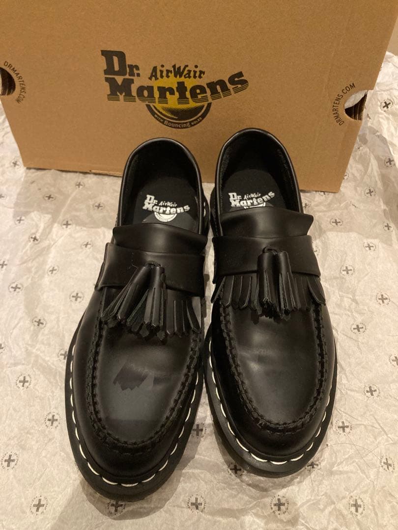 Dr. マーチンエイドリアン　白ステッチ　　　　フリンジ付きローファー 25cm