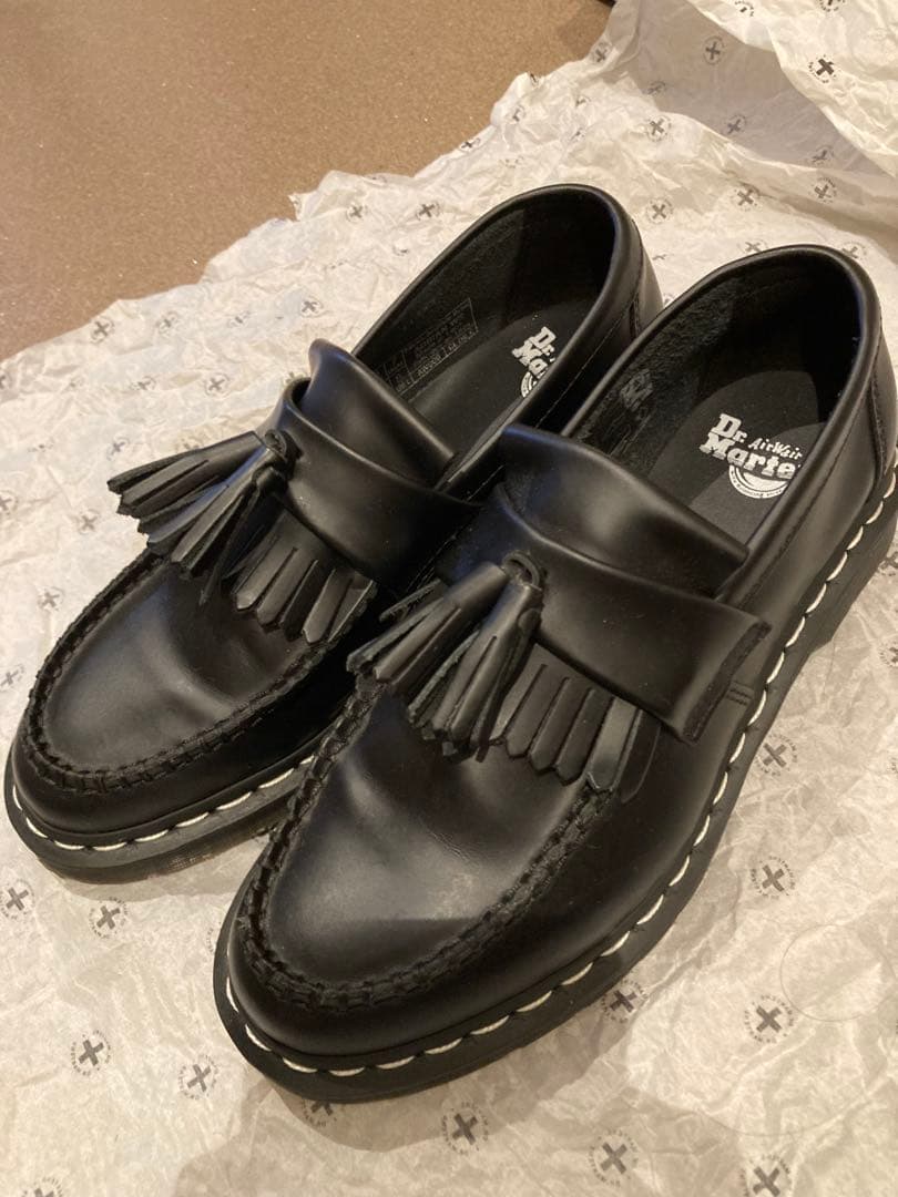 Dr. マーチンエイドリアン　白ステッチ　　　　フリンジ付きローファー 25cm