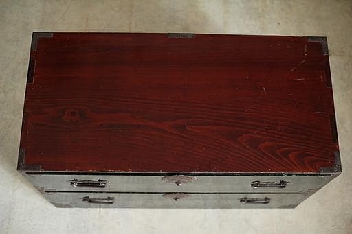 綺麗な丸金具庄内箪笥　2段　中桐　タンス　収納　古家具　古民家　時代家具