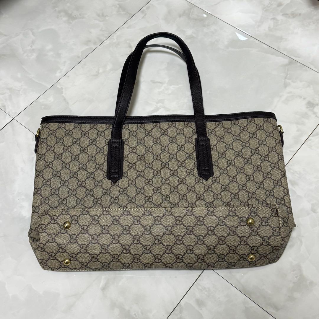GUCCI グッチ GG シェリーライン トートバッグ ブラウン キャンバス