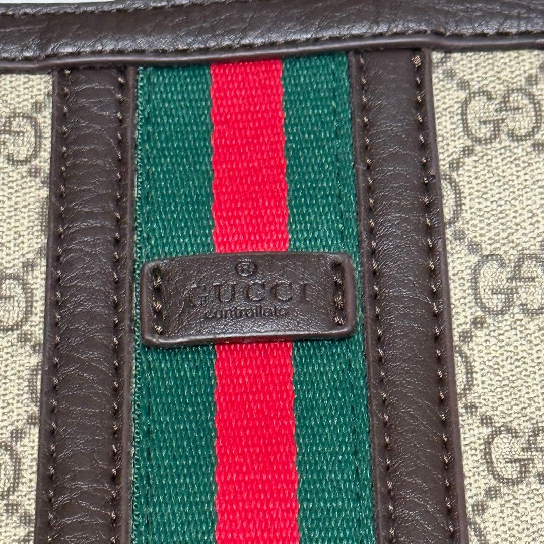 GUCCI グッチ GG シェリーライン トートバッグ ブラウン キャンバス