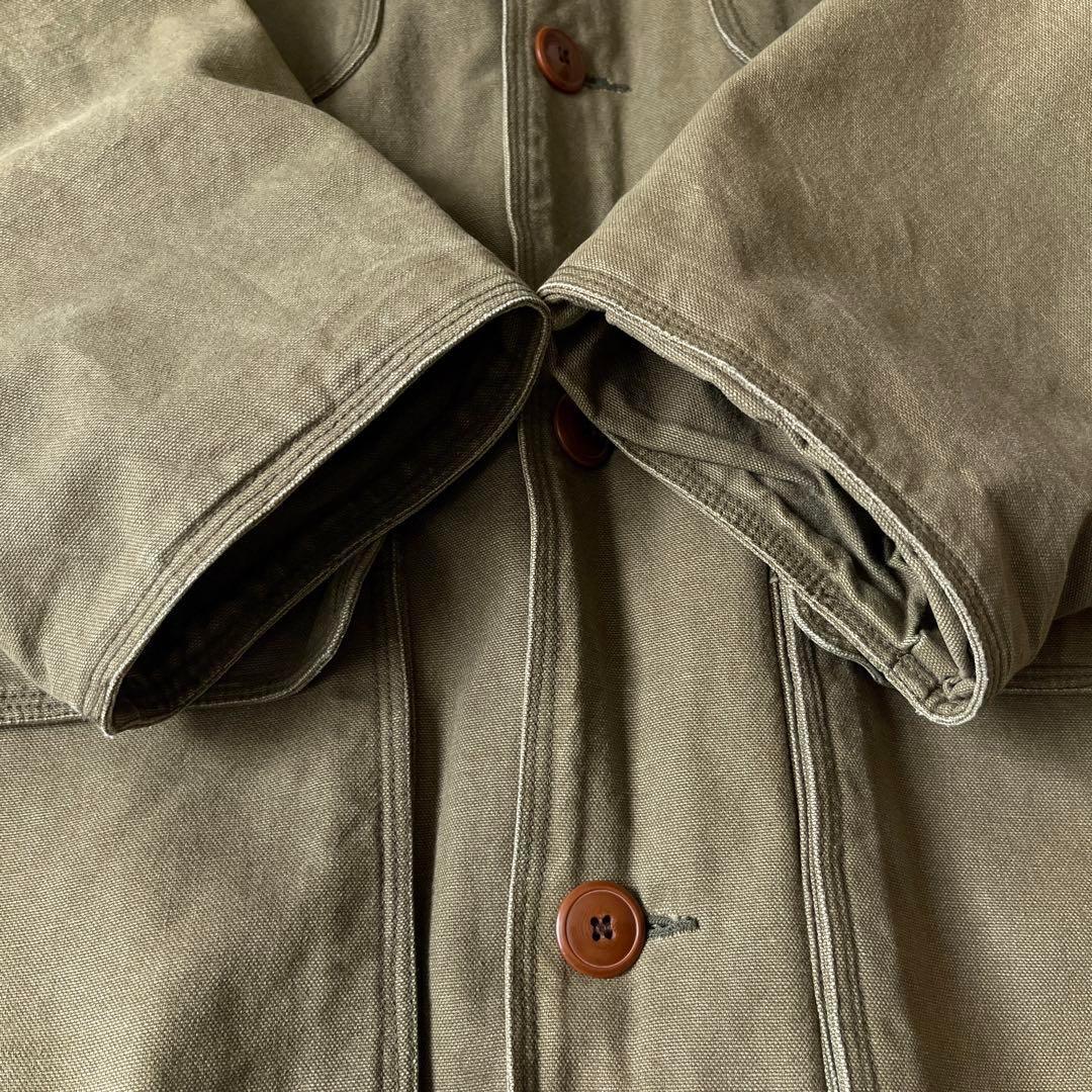 90s J.Crew ジェイクルー 巨人タグレザー襟 ハンティングジャケット 緑