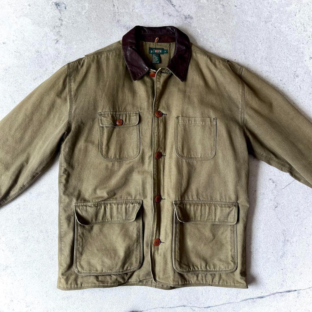 90s J.Crew ジェイクルー 巨人タグレザー襟 ハンティングジャケット 緑