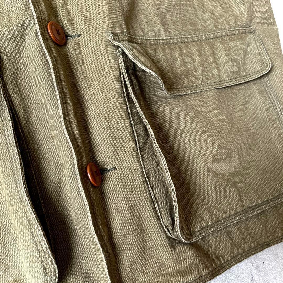 90s J.Crew ジェイクルー 巨人タグレザー襟 ハンティングジャケット 緑