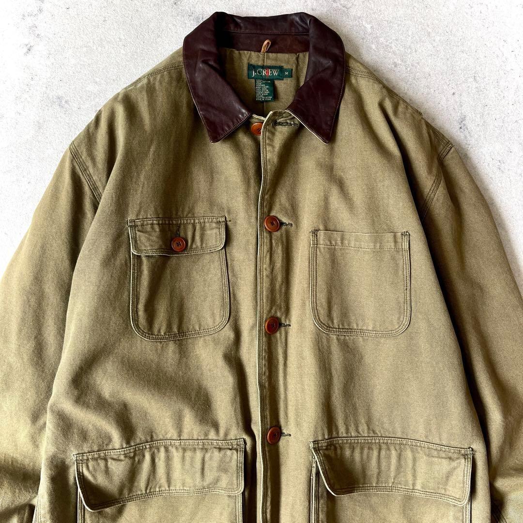 90s J.Crew ジェイクルー 巨人タグレザー襟 ハンティングジャケット 緑