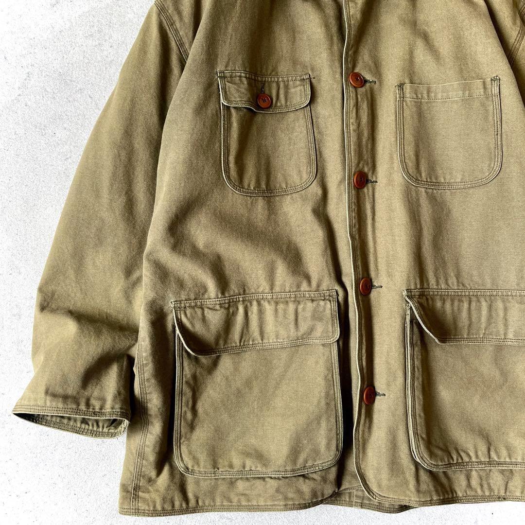 90s J.Crew ジェイクルー 巨人タグレザー襟 ハンティングジャケット 緑
