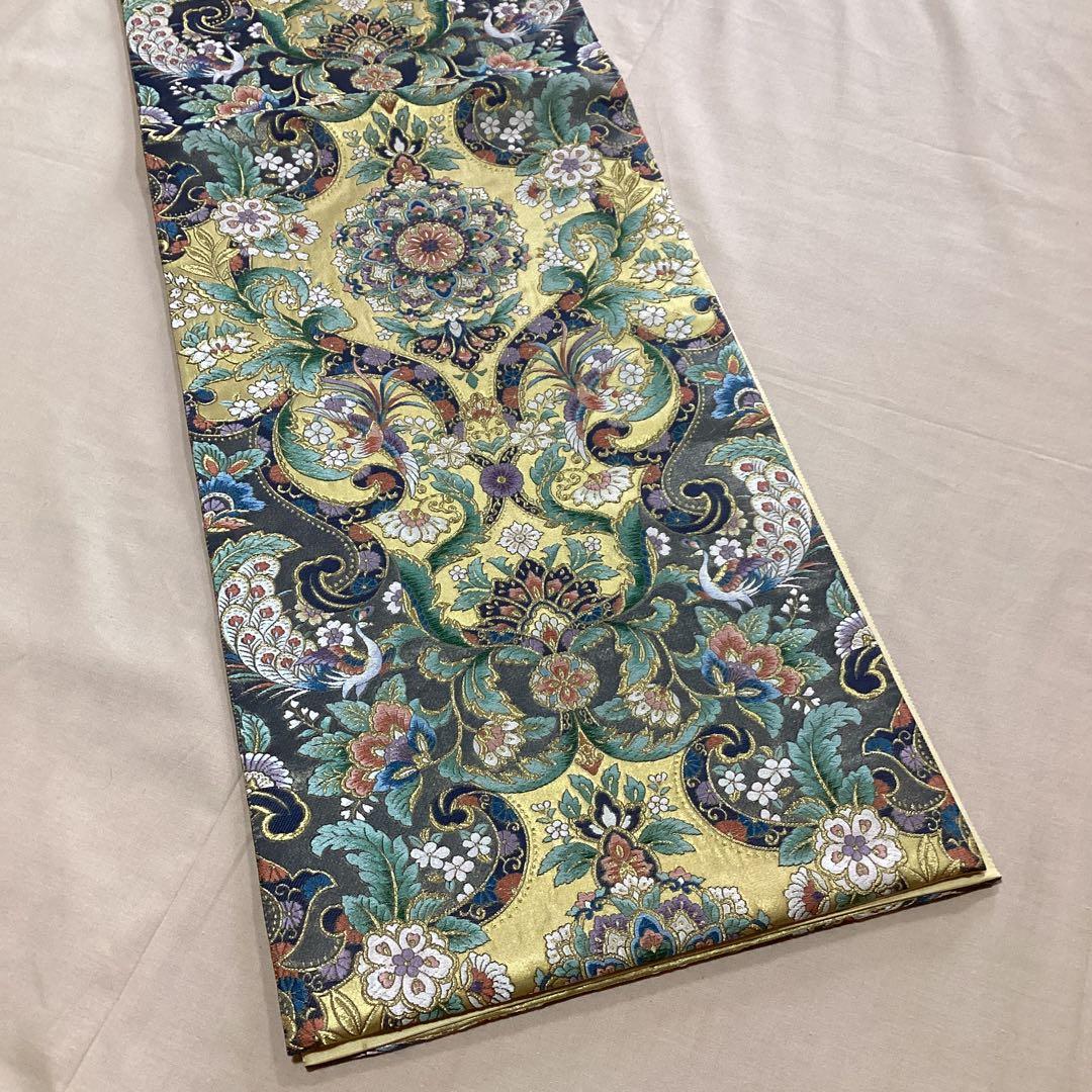 正絹六通袋帯 本漆本金箔　西陣　エキゾチック