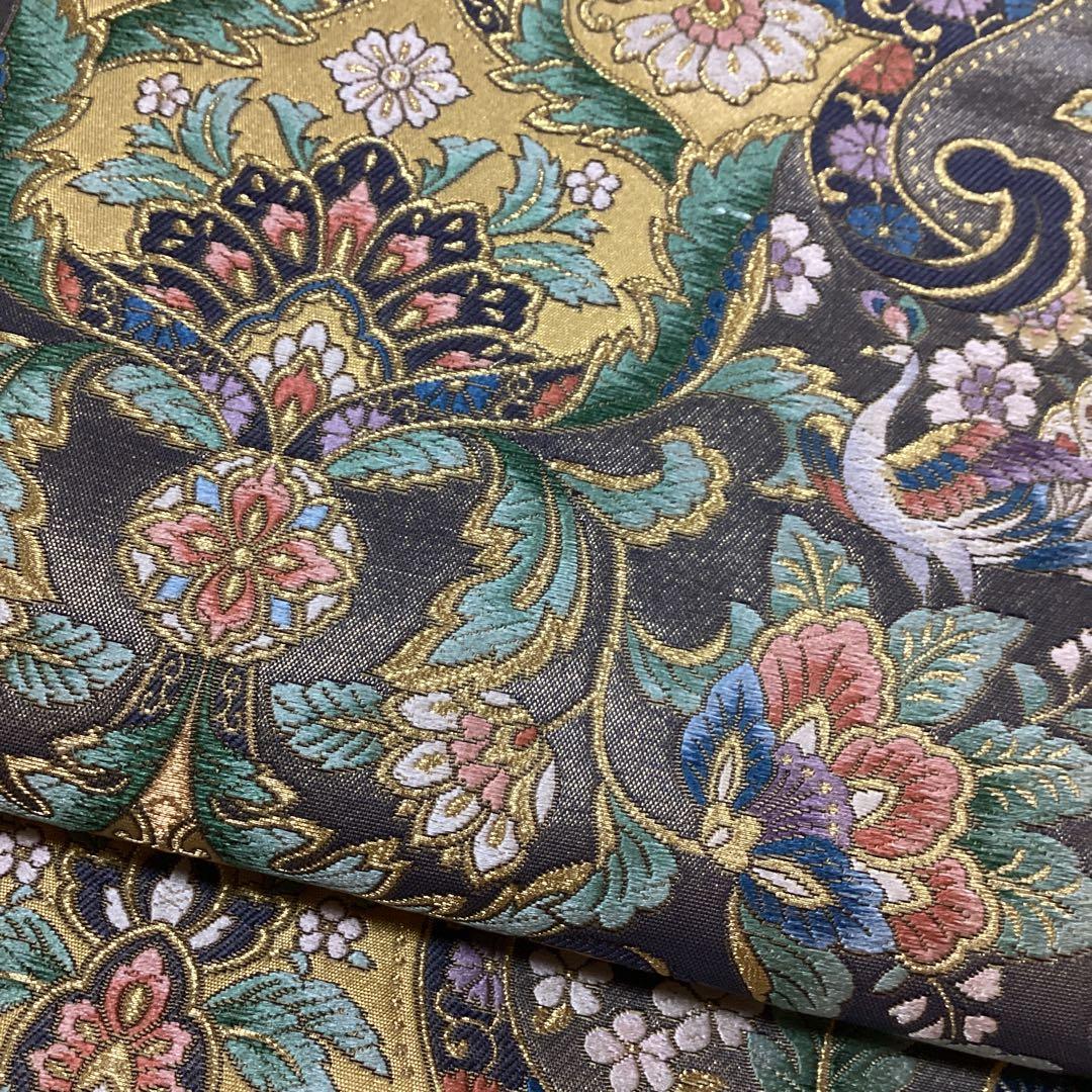 正絹六通袋帯 本漆本金箔　西陣　エキゾチック