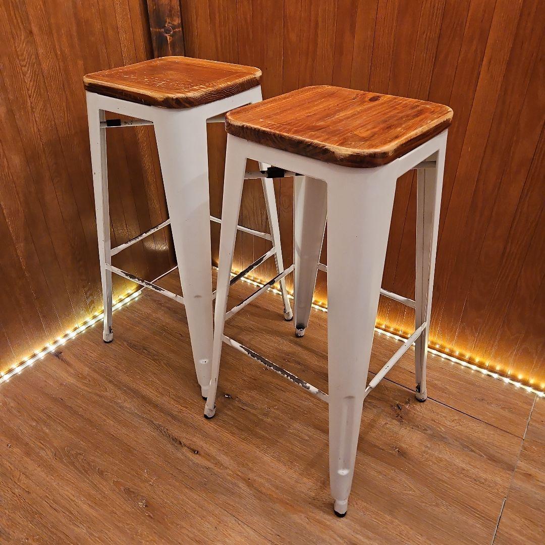 ２脚セット スタッキングスツール ヴィンテージスツール カウンターチェア B