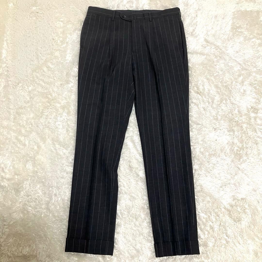 極美品✨ ビームスF ウール モヘア混 ダークグレー 48 8R スーツ L