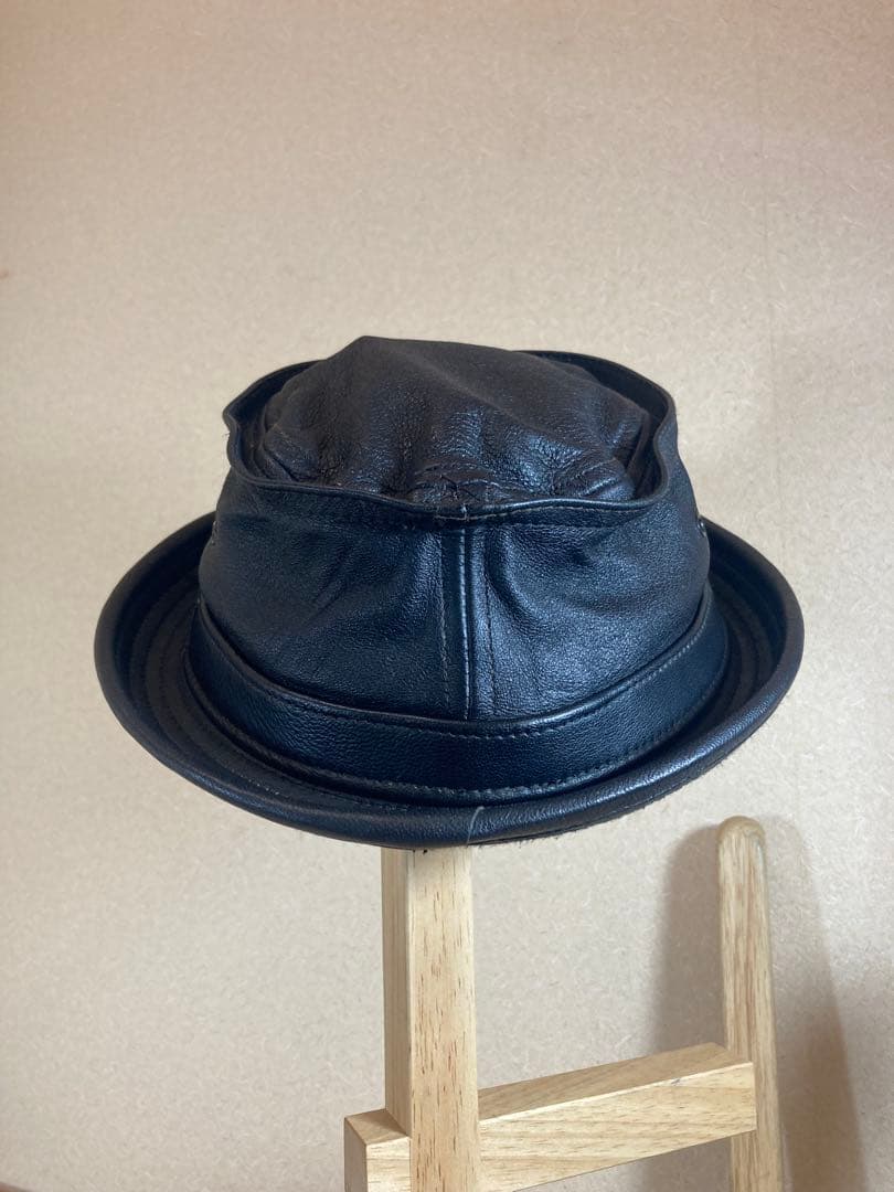 ニューヨークハット　レザー　ポークパイハット　本革 Lサイズ