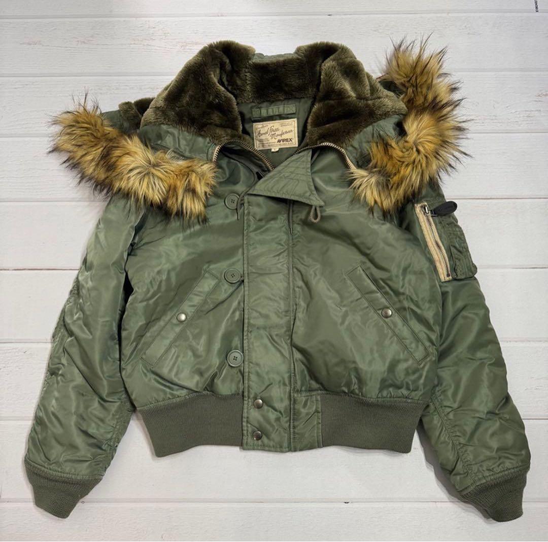 AVIREX N2B 短丈 ファー カーキ ミリタリー フライトジャケット