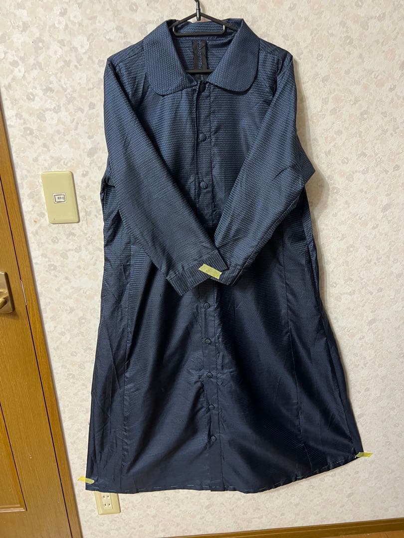 着物リメイクシャツワンピース　ネイビー　大島紬　新品