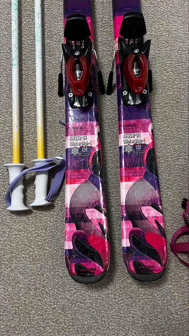 KAZAMA スキー板152・ブーツ24・ポール・ケース4点セット