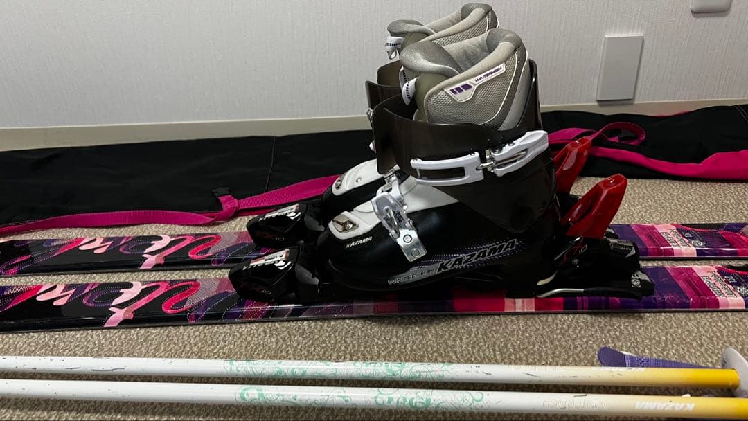 KAZAMA スキー板152・ブーツ24・ポール・ケース4点セット