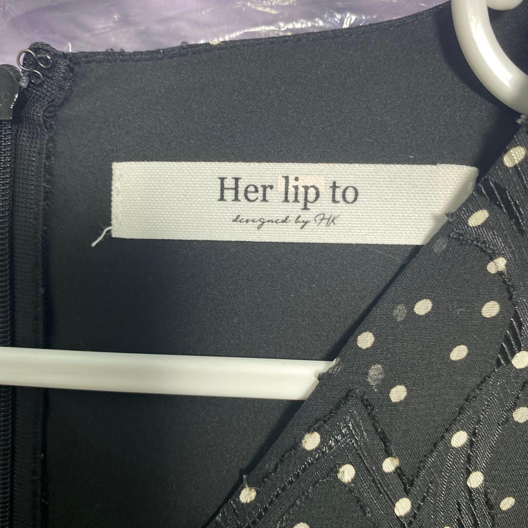 ワンピース herlipto Lace-Trimmed Pin Dot Dress