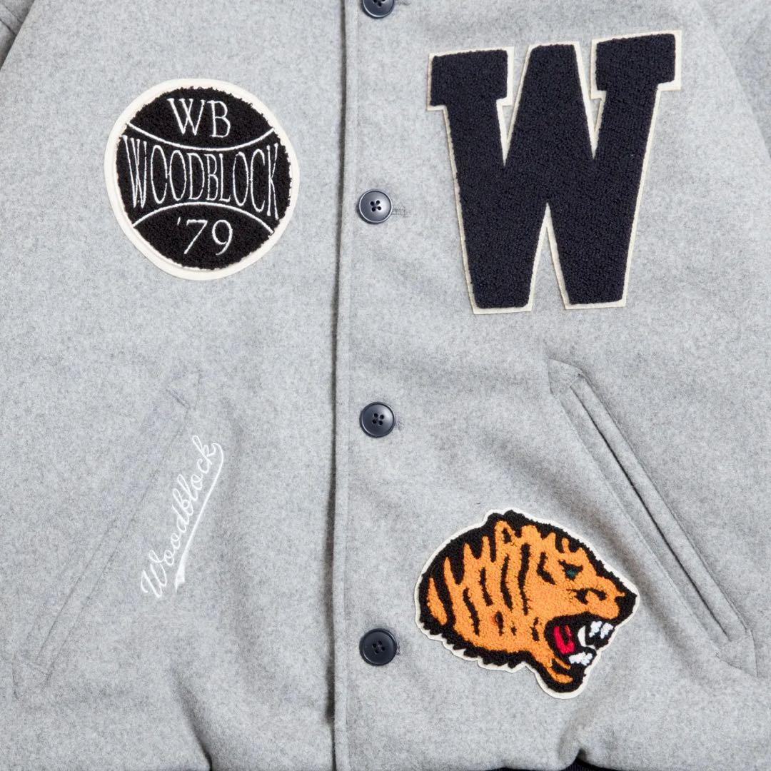 S*O様 WOOD BLOCK/ウッドブロックウール地ビックエンブレムスタジャン