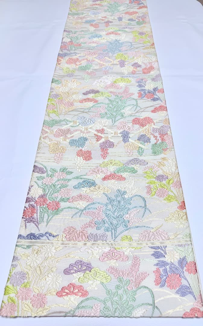 高級 袋帯 正絹 六通柄 総唐織 ホワイト 訪問着 色無地 約70万円