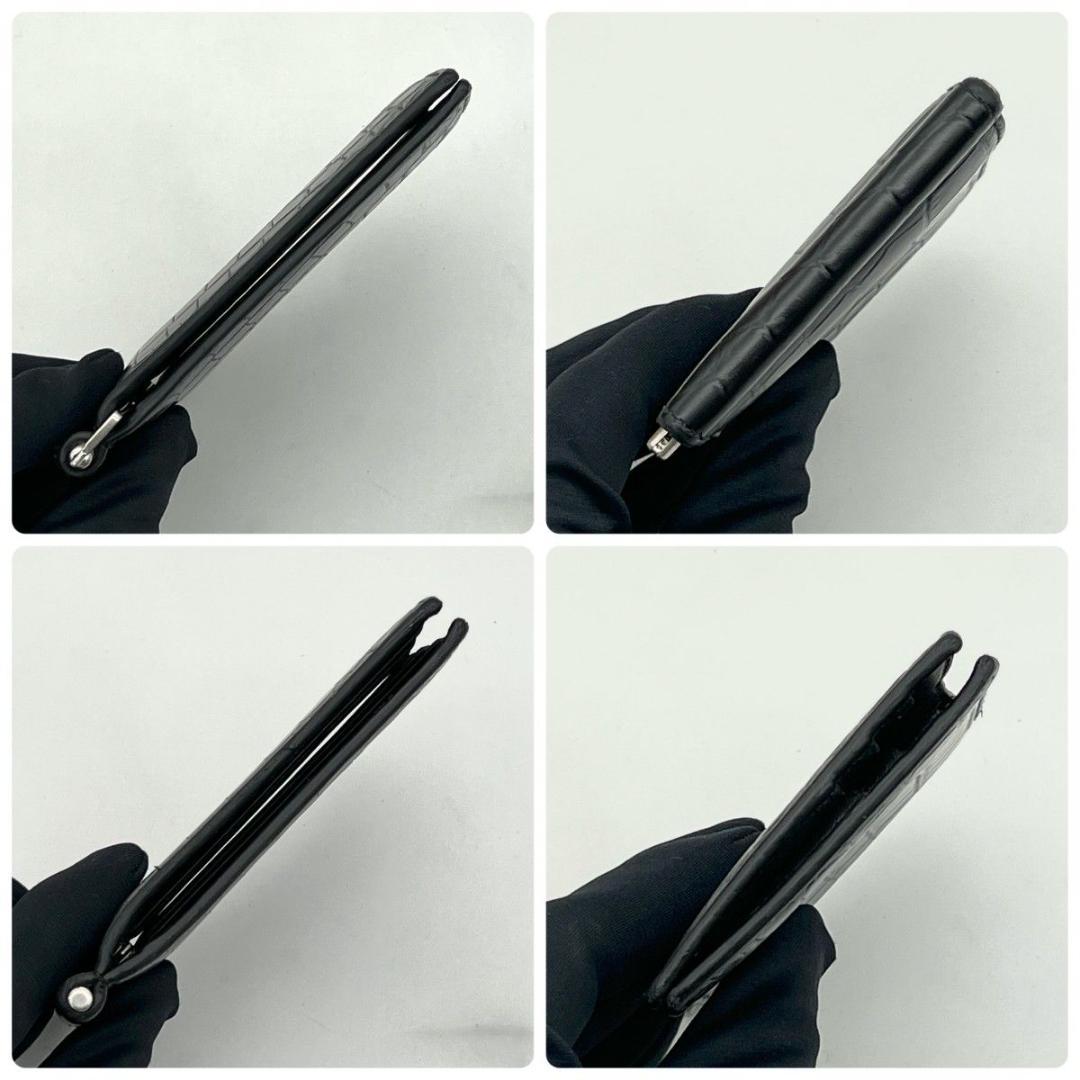 箱袋付♪ イヴサンローラン マネークリップ クロコ押し ブラック ビジネス 黒