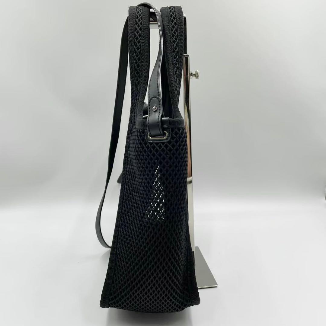 美品　ステラマッカートニー　ロゴメッシュ　トートバッグ　2wayショルダー　黒