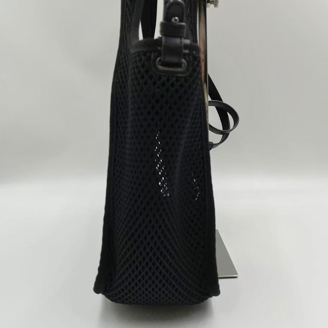 美品　ステラマッカートニー　ロゴメッシュ　トートバッグ　2wayショルダー　黒