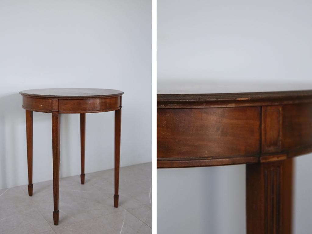 英国アンティーク木製サイドテーブル/オケージョナル机/飾り棚/花台(91-12)