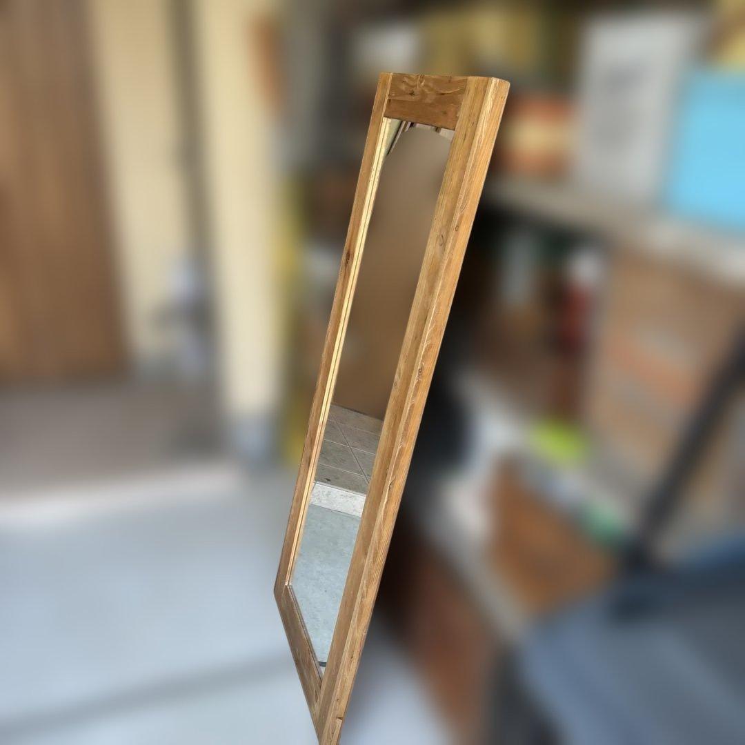 クラッシュゲート オクトミラー パイン古材 160cm 特大 姿見 全身鏡 無垢