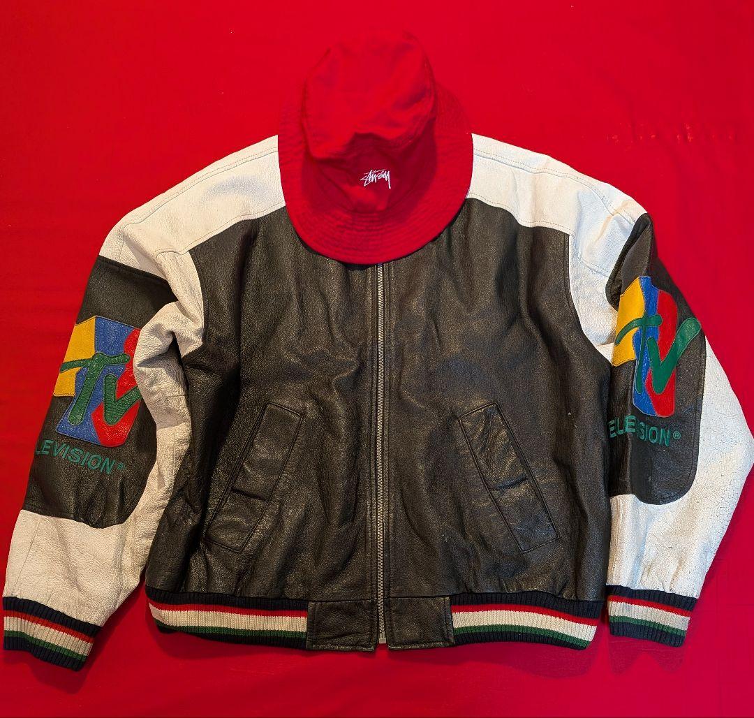 最終値下げ‼ 90s ヴィンテージ MTV Stussy レザースタジャン321
