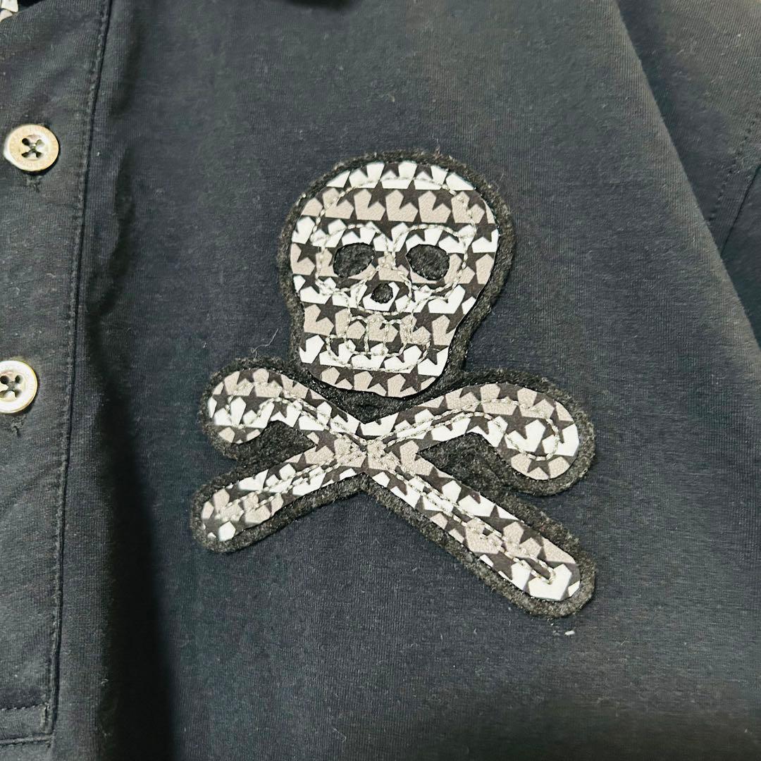 マークアンドロナ×Disney 半袖ポロシャツ 黒 グレー 背面ミッキー 刺繍