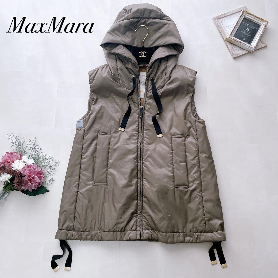 美品✨2022 マックスマーラ テクニカルキャンバスフーデットジレ カーキ 42