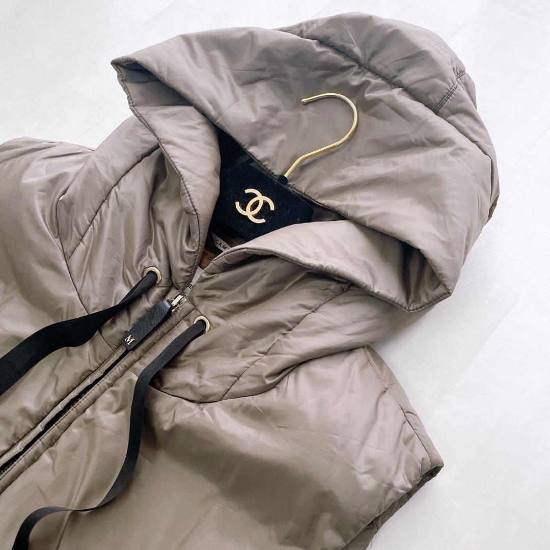 美品✨2022 マックスマーラ テクニカルキャンバスフーデットジレ カーキ 42