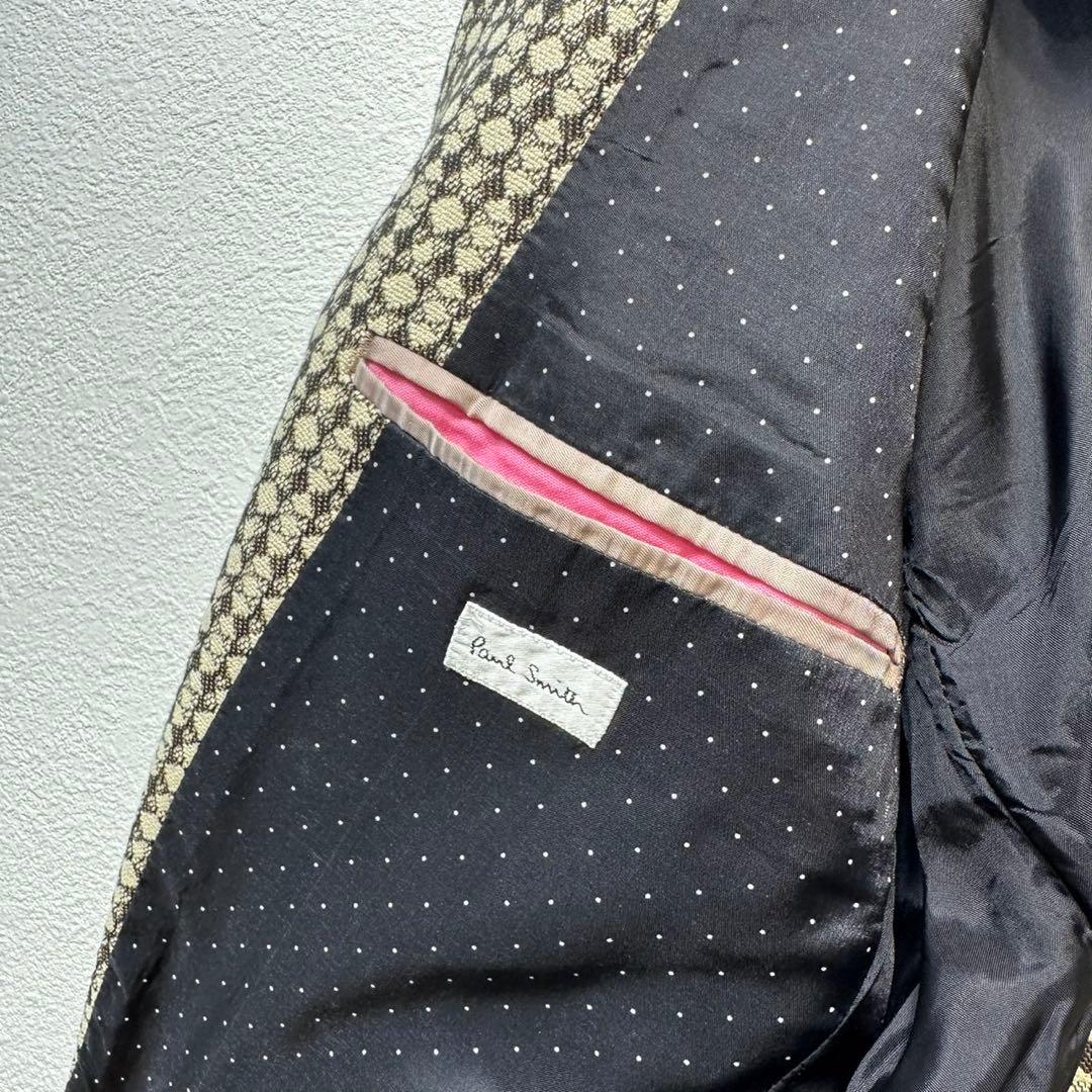 希少 ポールスミス 上質 ウール シルク 総柄 ジャケット パンツ セットアップ