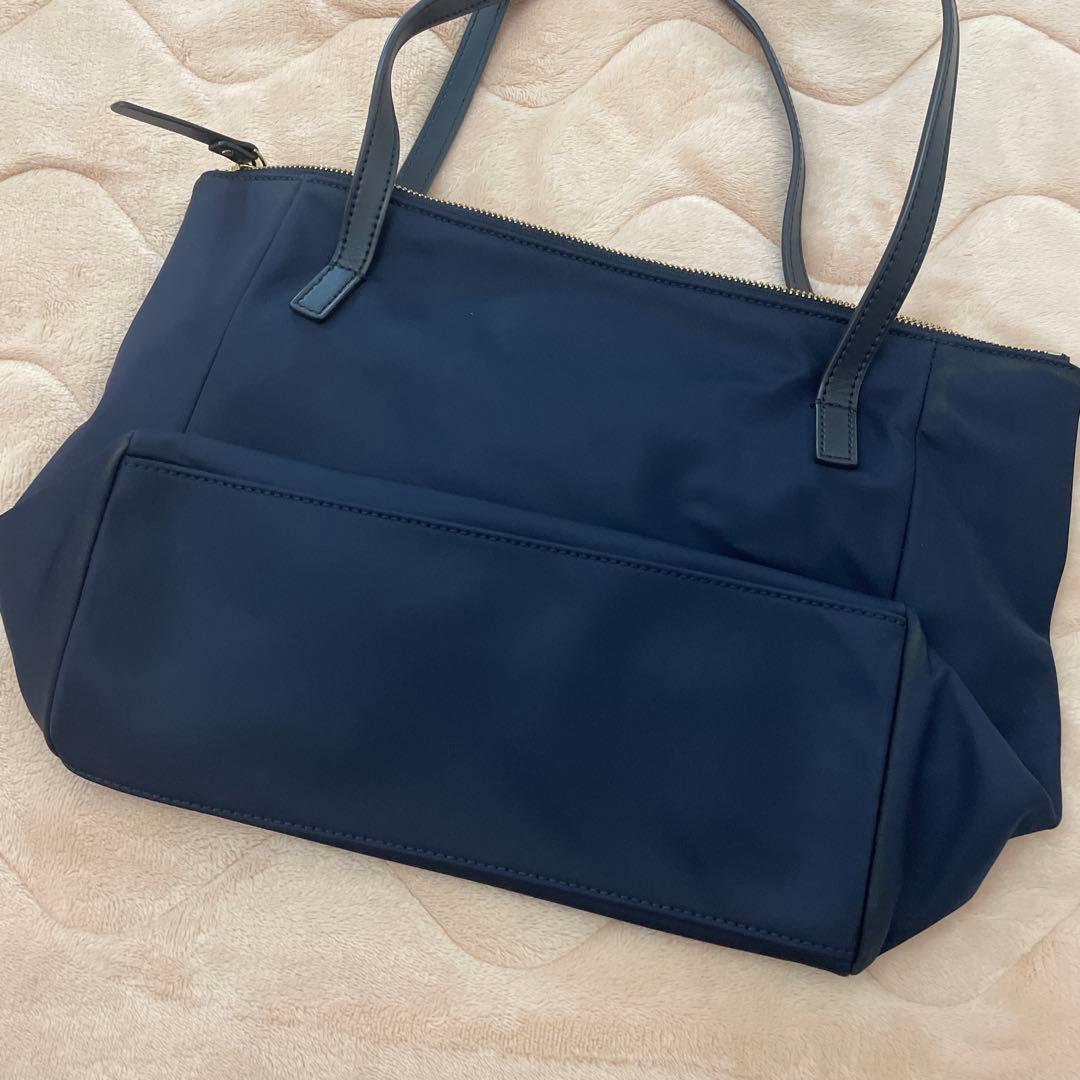 ケイトスペード A4サイズトートバッグ リボン ネイビー