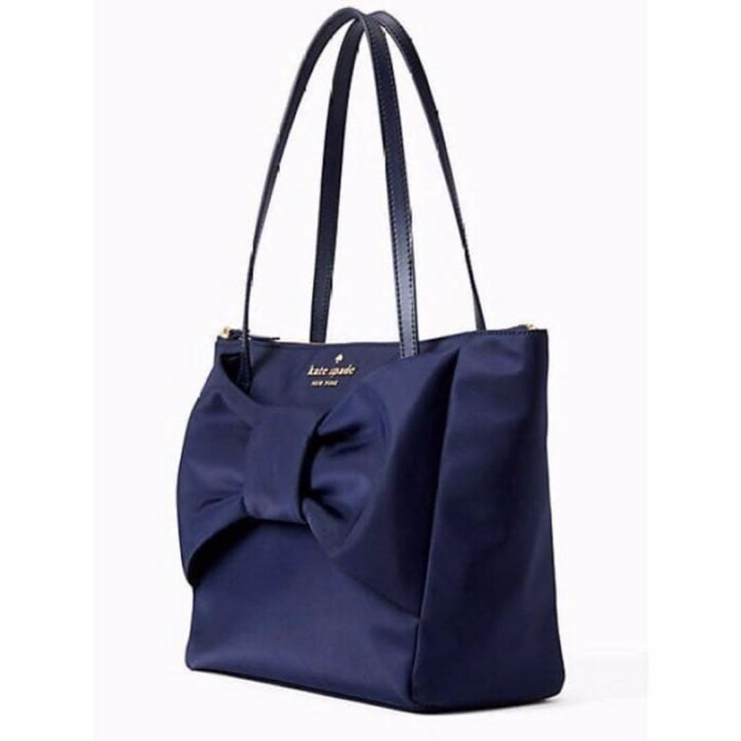 ケイトスペード A4サイズトートバッグ リボン ネイビー