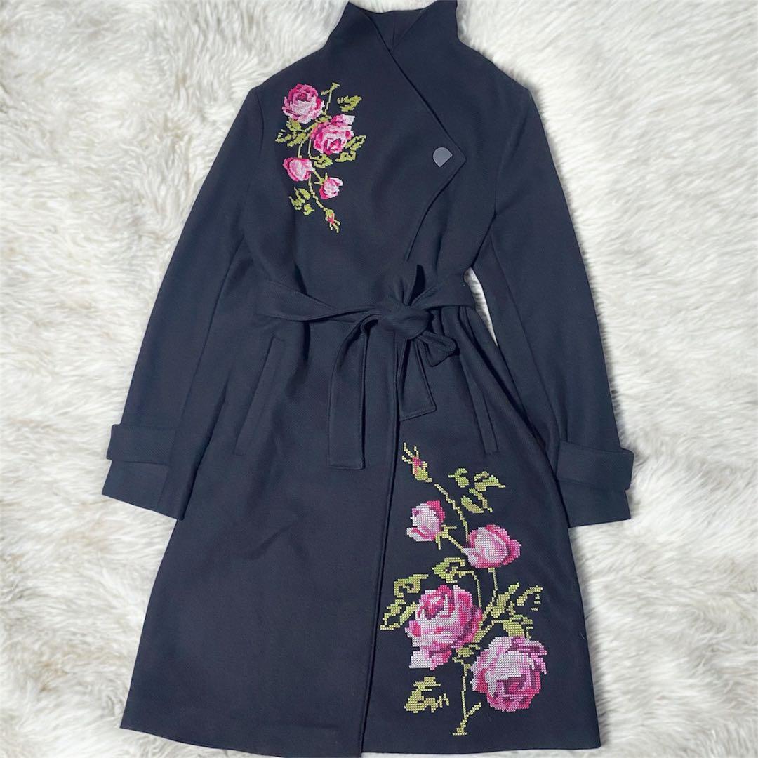 新品❤️Desigual×ラクロワ 薔薇刺繍 ロングコート Mサイズ 女優襟