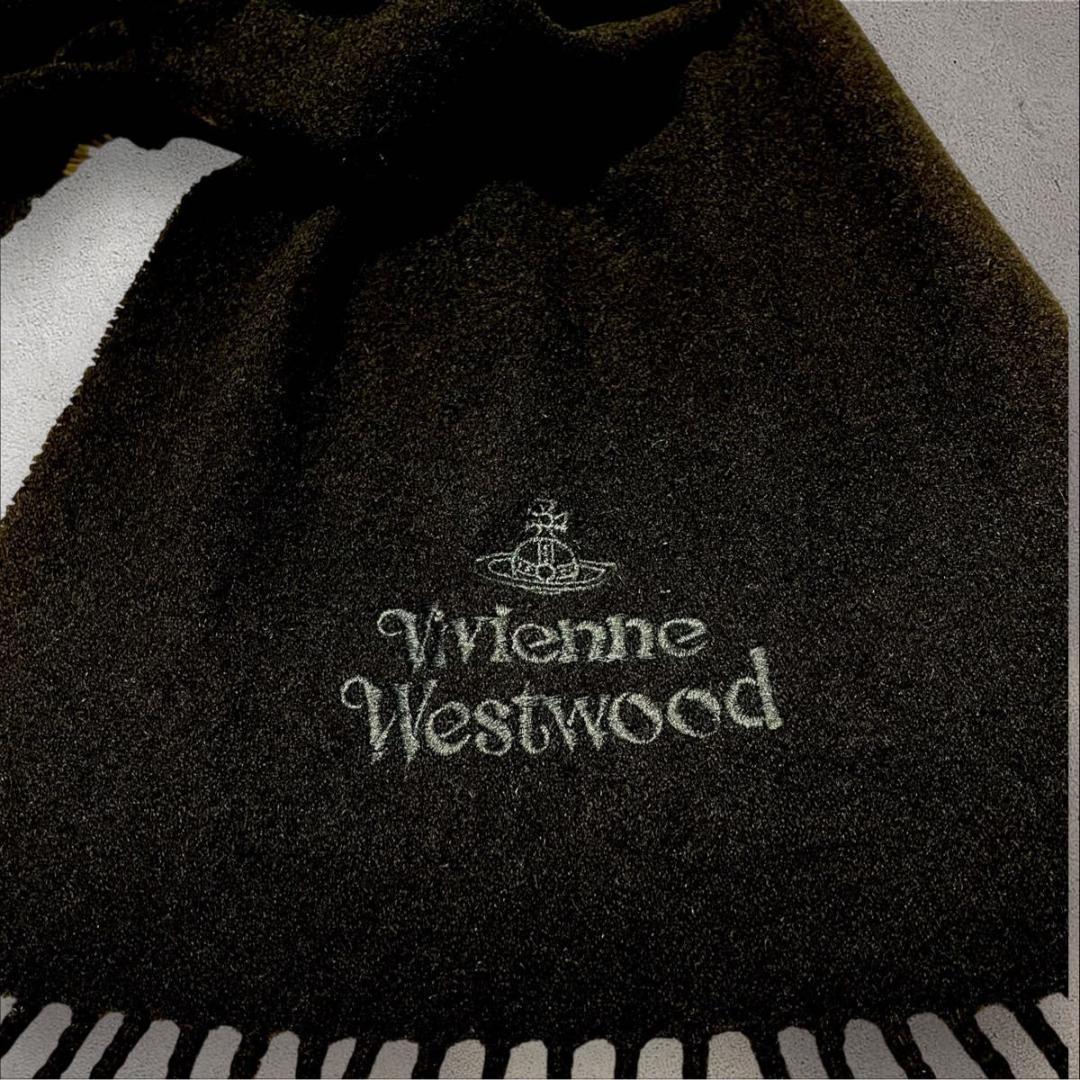 未使用級 ヴィヴィアンウエストウッド イタリア製 マフラー 刺繍 黒 y2k