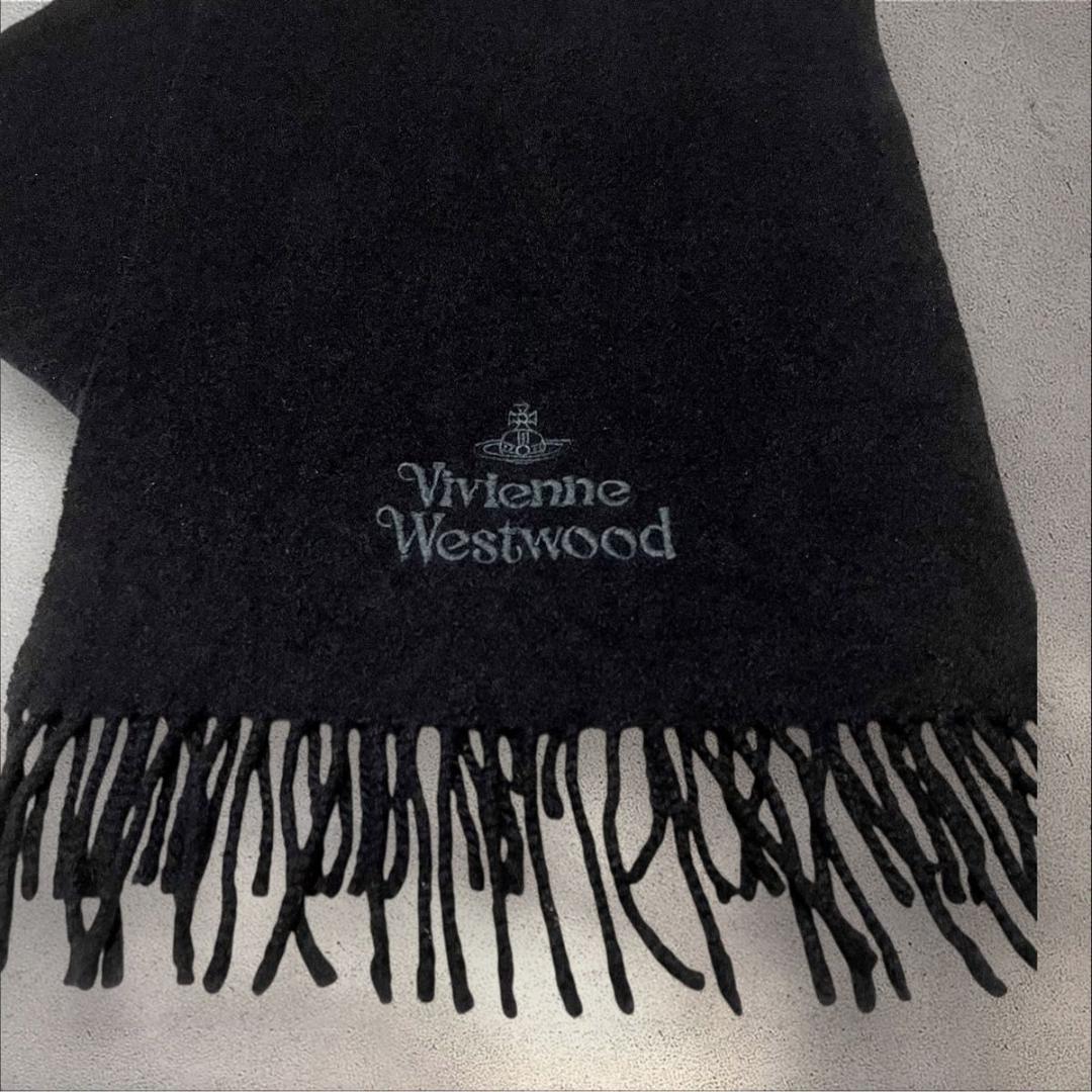 未使用級 ヴィヴィアンウエストウッド イタリア製 マフラー 刺繍 黒 y2k