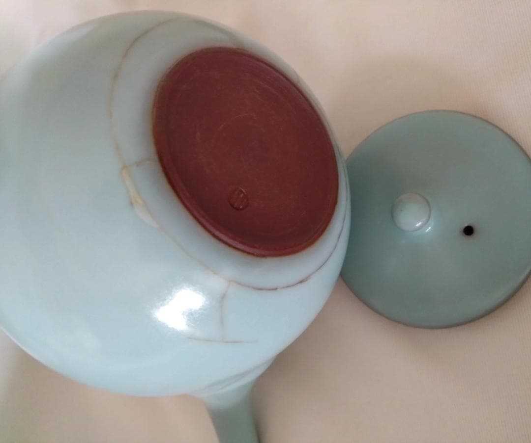 鈴木三成作　急須 猪口3点 青磁 青瓷 作家物