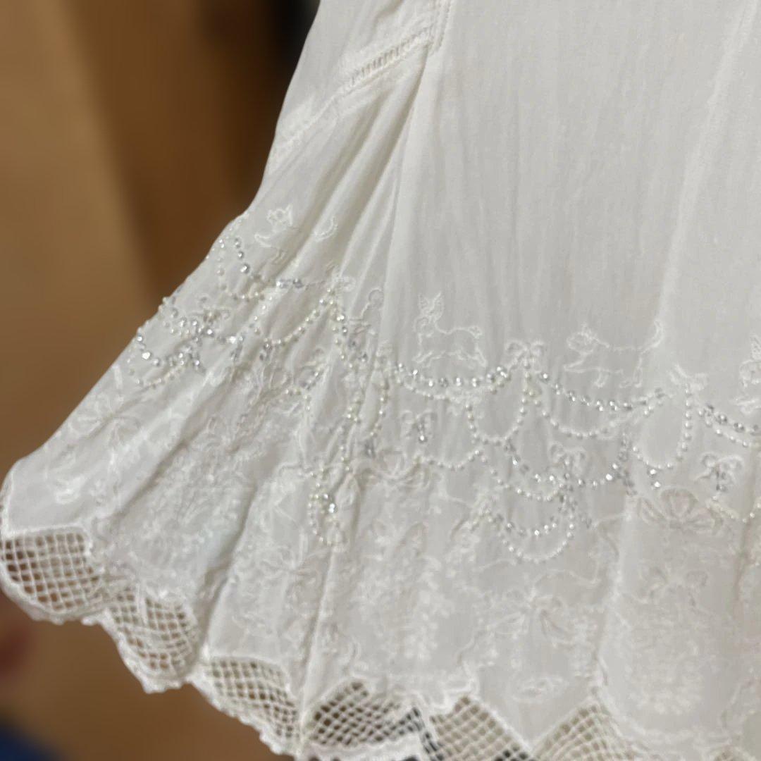 猫・うさぎレース装飾付きホワイトチュニック フランシュリッペ