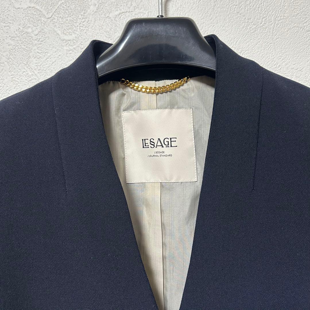 ジャーナルスタンダードレサージュ 紺ブレ 金ボタン ノーカラー ブレザー