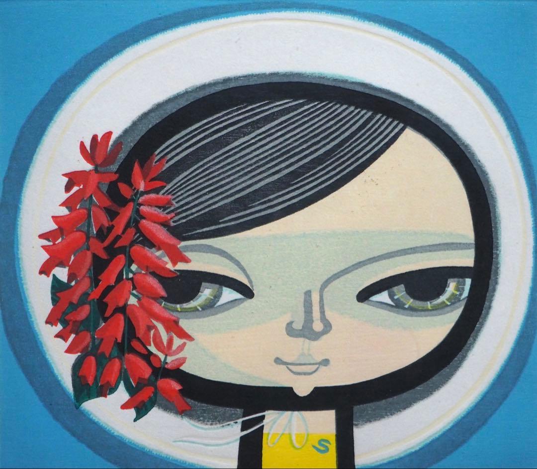 真作■池田修三 木版画 夏.サルビア 直筆サイン 1979年■絵画 花の冠 1月