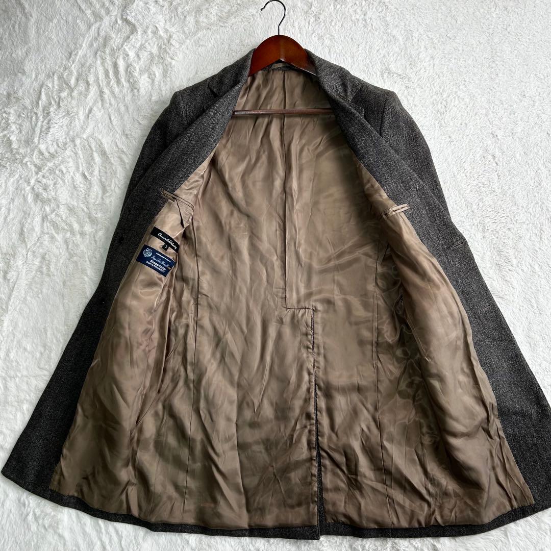 美品　GLR ロロピアーナ ヘリンボーン　チェスターコート グレージュ　S
