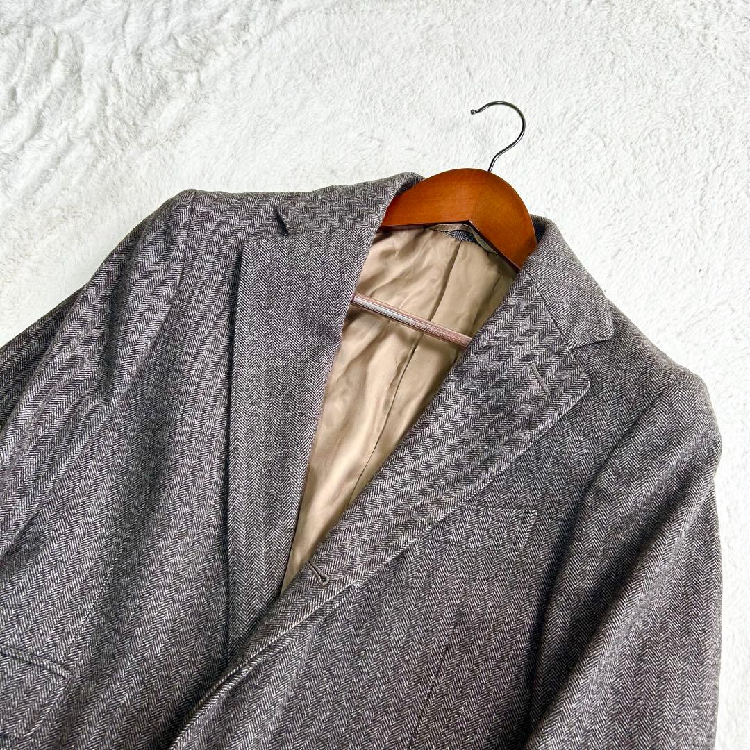 美品　GLR ロロピアーナ ヘリンボーン　チェスターコート グレージュ　S